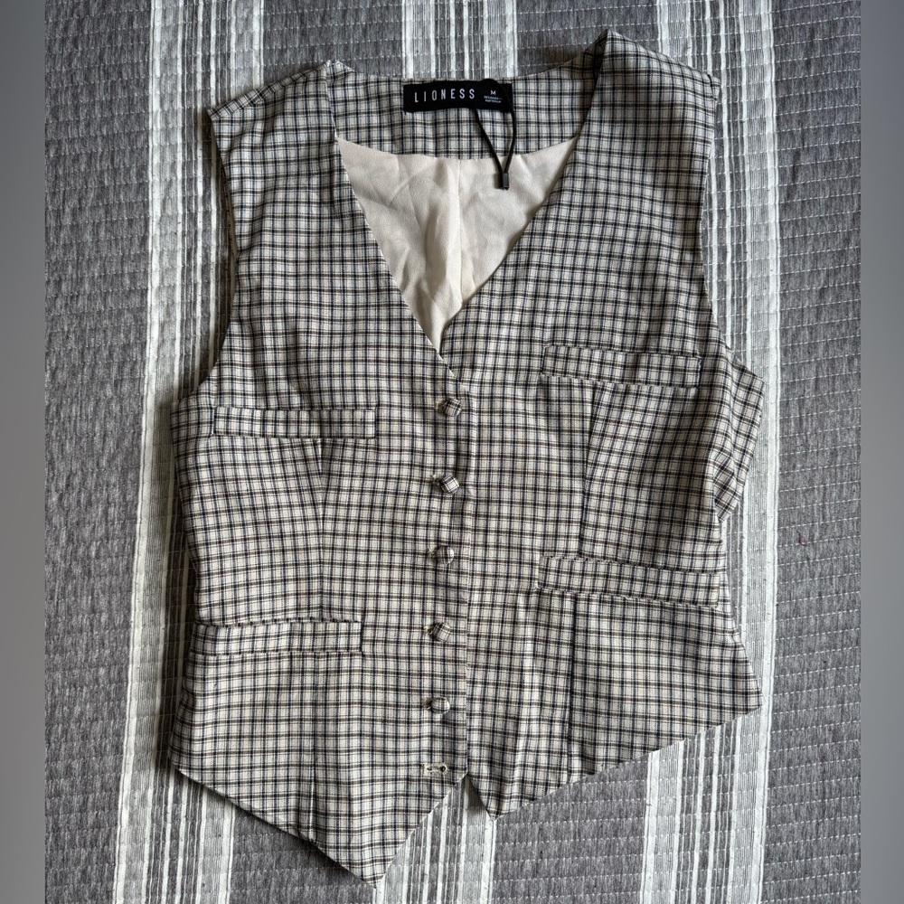 Lioness Asymmetric Plaid Vest
